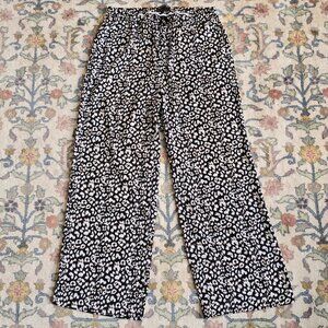 Banana Republic Black and White Leopard Print Wide Leg Pants Women's M
